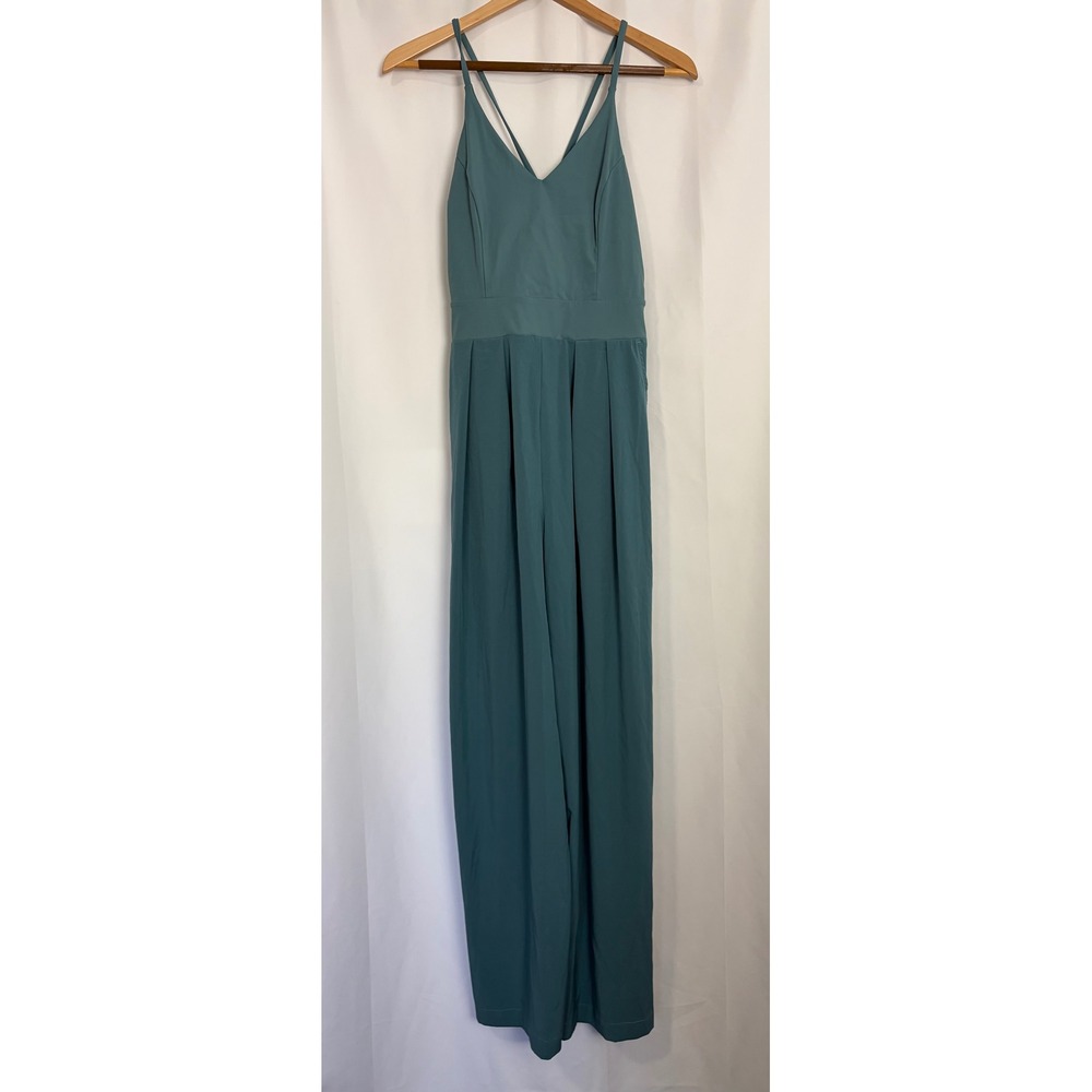 Halara Breezy Boho Women Teal Wide Leg Strappy Jumpsuit Beach Boho Flowy Medium